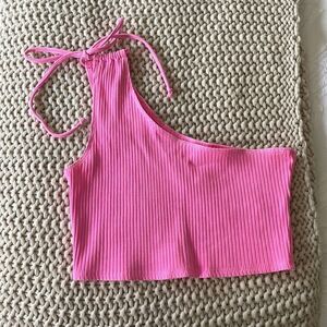 Aerie One-Shoulder Pink Crop Top